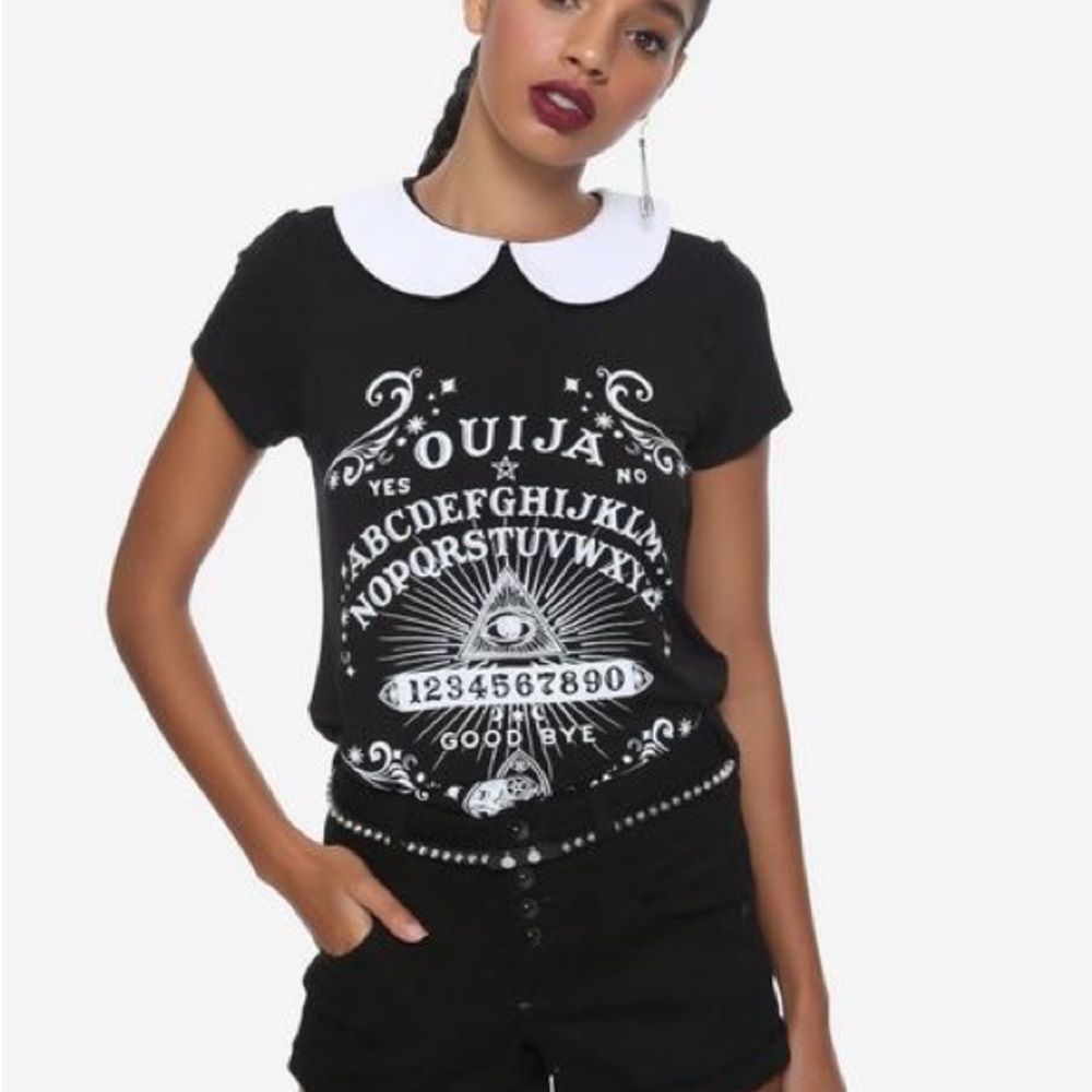 Ouija Board White Peter Pan Collar Top